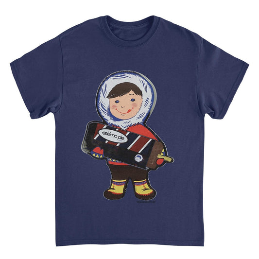 Eskimo Pie Character Holding Large Ice Cream Vintage Navy T-Shirt