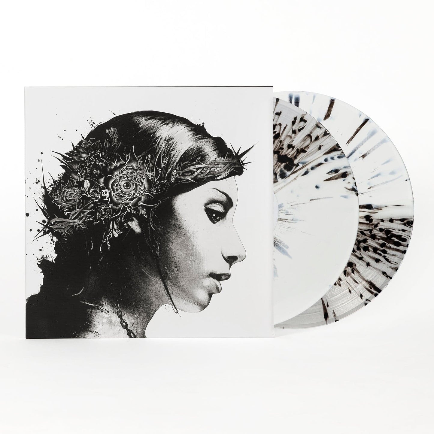 Half White/Half Crystal w/Black Splatter Vinyl