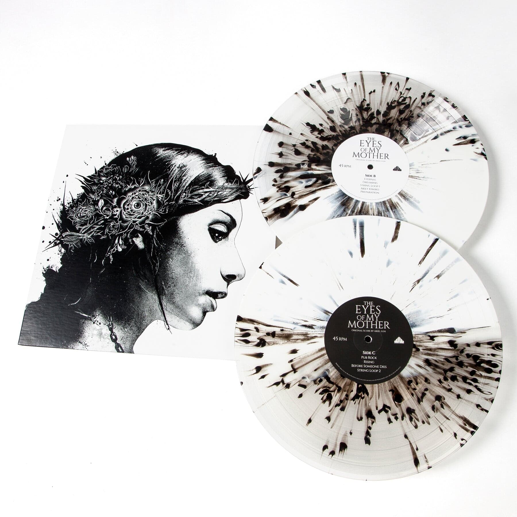 Half White/Half Crystal w/Black Splatter Vinyl