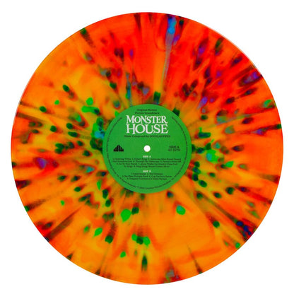 Fire Orange & Yellow Swirl w/ Blue Splatter Vinyl