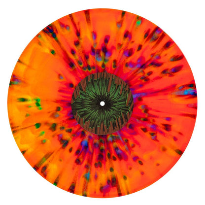 Fire Orange & Yellow Swirl w/ Blue Splatter Vinyl