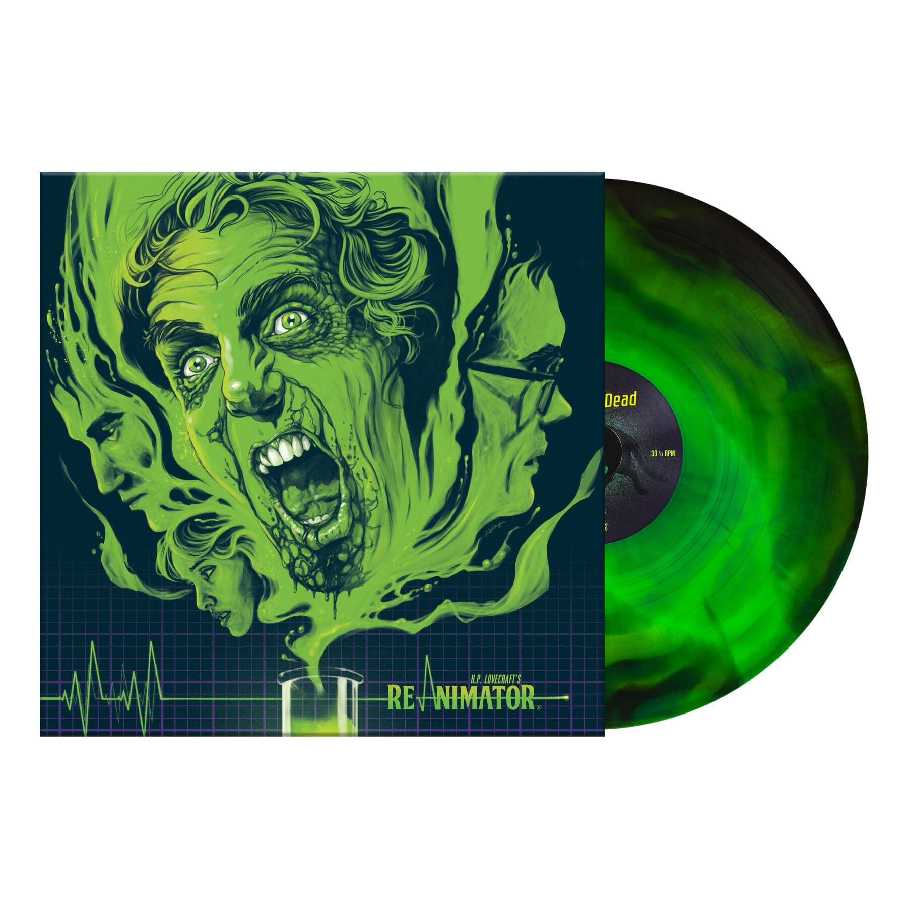 Neon Green and Black Swirl Vinyl