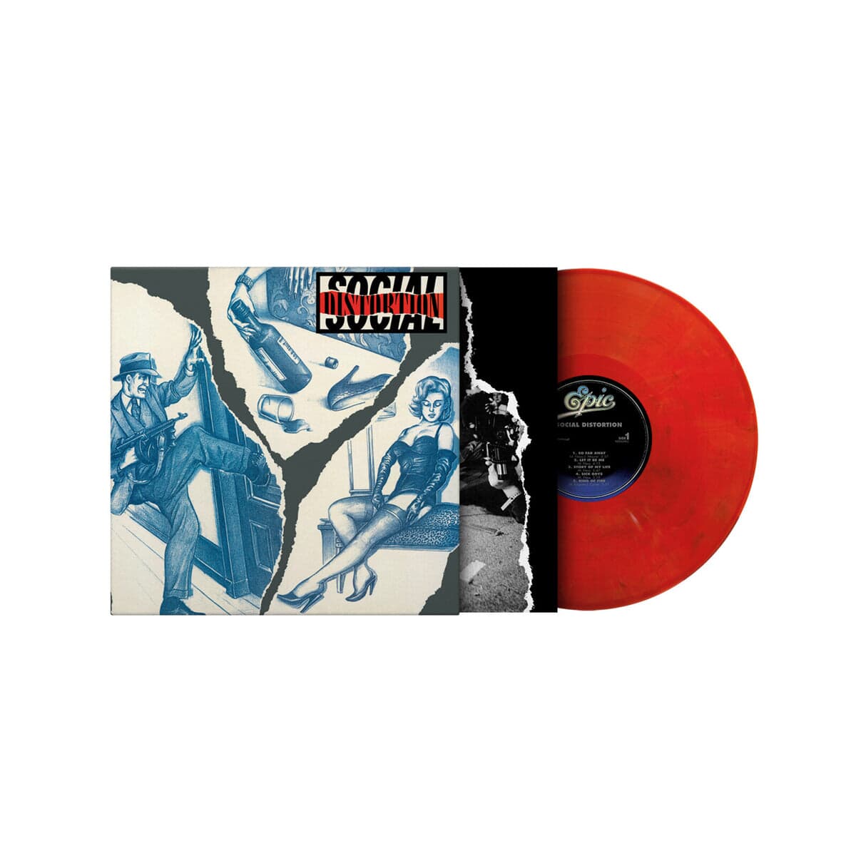 Translucent Red, Black & White Marble Vinyl